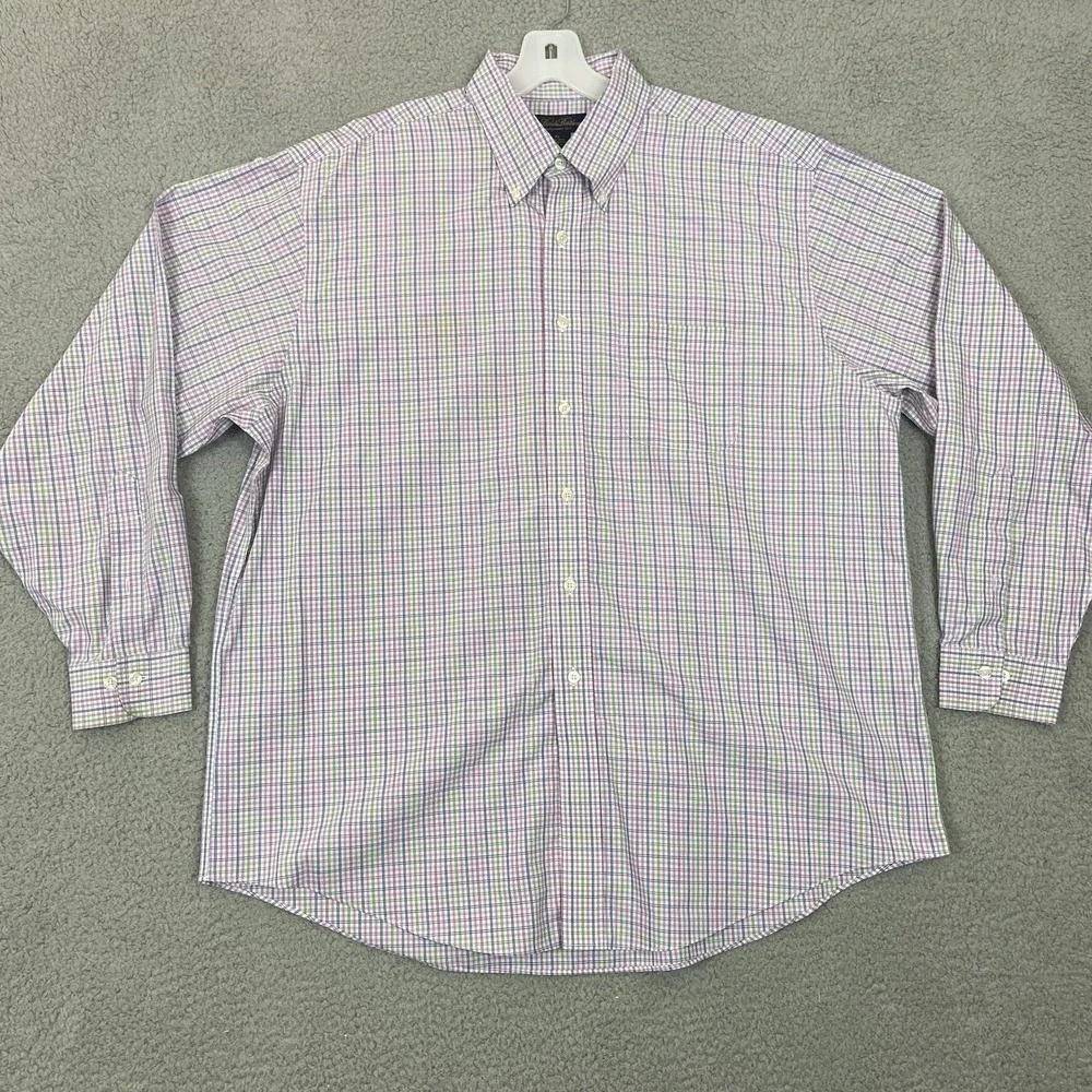 Brooks Brothers XL Non Iron Dress Shirt Pink Blue‎ Green Check Plaid Button Down